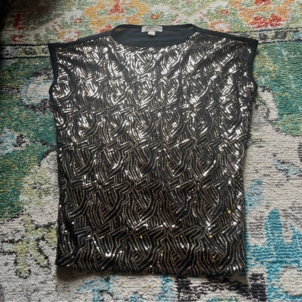 Michael Kors black and gold sequins blouse